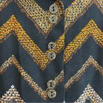 Vintage Chevron Patterned Black/Gold/Brown Button Down Pleated Shirt Dress Black Photo 3