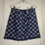 Draper James  NWT blue & white print ruffle hem two pocket back zip mini skirt 6 Photo 4