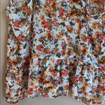 Papaya Boho Sleeveless Tank Blouse LARGE Ruffle Hem Lace Orange Floral Feminine Photo 7