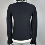 & Other Stories & Other Stories Women Ruffle Neck Cuff Sweater XS Black White Stripe Cotton Wool Photo 0