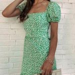 ZARA  | Green Floral Smocked Belted Mini Dress Sz M Photo 0