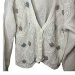 Vintage Nuggets Hand Knit Cardigan Made in Korea 80s Chunky Cream Sweater Sz M White Size M Photo 2