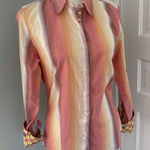 Robert Graham  Colorful Retro Geometric Sunrise Cuff Buttondown Shirt Size 8 Photo 0