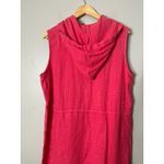 Sunbelt 100% Linen Pink Hoodie Dress Size Large Coastal Lagenlook Beachy Button Photo 2