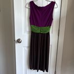Suzi Chin  Vibrant Purple and Green Midi Dress Photo 4