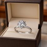5Ct CZ Solitaire Ring 18K White Gold Plated Six Prong Setting Sz 5 NWT Silver Photo 5