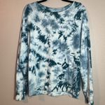 Athleta Womens Med Tall Sundown Sweatshirt Tie Dye Blue White Crew Neck Yoga Gym Photo 0