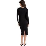Quince  Ribbed Black Midi Long Sleeve Sustainable Tencel Dress Lined Size Small Photo 2