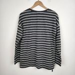 Lou & grey  Striped Top Long Sleeve Side Zip Grey White Cotton Blend size M Photo 3