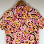 IBKUL Women's Pink Swirl Print Short Sleeve Half Zip Golf Polo‎ Shirt Large Photo 7