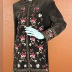 NYGARD COLLECTION Embroidered Floral Velvet Coat Jacket Womens Size 14. B25 Brown Photo 1