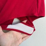 Reformation Mia Halter Neck Off The Shoulder Short Sleeve Red Bodysuit Large Photo 4