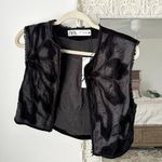 ZARA  Embroidered Velvet Open Front Vest Photo 1