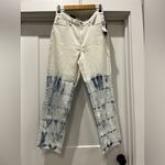 BLANK NYC The Madison Crop High-Rise Cream & Blue Tie-dye Denim Jeans Women’s 28 Photo 5