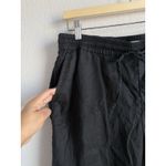 Loft  Pants Women's Medium Black Linen Blend Jogger Tapered Drawstring Stretch Photo 4