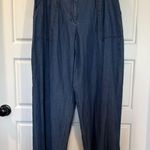 Max Studio  London Womens Odette Blue Tencel Blend Wide Leg Jeans frayed size 8 Photo 2