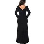 La Femme  Curve Formal Gown Plunging Long Sleeve Jersey Black 18W Photo 1
