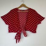 SheIn   Coquette Polka Dot front Tie  Shirt Size  Medium Photo 1