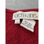 Karen Kane Vintage 100% Wool Red Crest Embroidered Cardigan Made in Hong Kong Photo 3