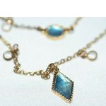 Source Unknown Vintage Layered Blue Beveled /Clear Crystal Accents Gold Tone Link 24" Necklace Photo 2