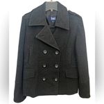 Women’s Gray Buttoned front Pea Coat Size L Photo 2