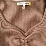 Hazel Moon Ribbed Cropped‎ Long Sleeve Brown Shirt Size XS Y2K Normcore Photo 2