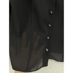 Virgo Petite Women's Button Front Blouse Sheer Glittery Size 6 Ruffle Trim Black Photo 4