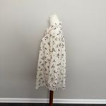 Lands' End Button-Up Shirt Tunic Collared Roll Tab Sleeves Floral Stretchy Cream Photo 8