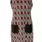 1960's Sleeveless Cocktail Dress w/ Faux Leather Trim and Pockets Red Size M Photo 0