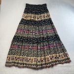 VTG Y2K Sz 4 Carole Little Skirt Cottagecore Abstract Boho Maxi Elastic Waist Black Photo 8