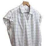 Madewell Blue & White Central Cap Tie-Sleeve Button Down Shirt in Windowpane XS Photo 4