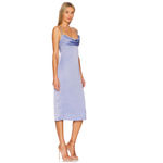 We Wore What  Cowl Midi Slip Dress Satin Charmeuse Slate Blue Classic US 2 NWT Photo 1