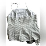 Venus black and white stripe fitted tank with long wrap bow ribbon NWOT Photo 1