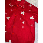 Women's VINTAGE WOOL blend Red Christmas Cardigan M Size M Photo 2