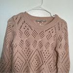 Loft  Crewneck Sweater Light Pink Loose Knit Photo 3