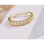 Boutique 14k Gold Plated S925 Hollow Simulated Diamond‎ Ring, Adjustable Photo 1