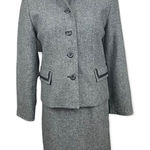 Pendleton Vintage Wool Silk Tweed Style Skirt Suit Leather Trim Black Small Photo 0