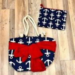Mud Pie  Beach Bag Tote bag Red White & Blue Nautical Anchors Photo 0