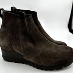Sorel Evie Boots Wedge Suede Leather Zip Ankle Waterproof Round Toe Brown 9 Photo 2