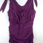 Victoria's Secret Nwot purple Victoria’s Secret ruched one piece bathing suit Medium bow spring Photo 0