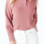 Heartloom  Irene Cowl Neck Button Sweater Pink Rose Medium Photo 0