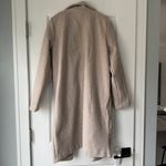 ZARA Women’s Long Peacoat Beige Open Front Classic Fall Jacket Size L Minimalist Photo 2