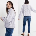 Madewell Sweater XXS Floral Pointelle Pullover Lavender Purple Balloon Sleeves Photo 2