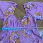 Free People  Francesca Mini Babydoll Coqette Dress Floral Pink Puff Long sleeve L Photo 8