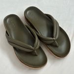 Vince Woven Boho Chic Green & Beige Leather Espadrille Sandal Thong Platform Photo 1