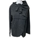 Kensie Black & Gray Speckled Long Sleeve Cowl Neck Snap Front Sweatshirt Size M Photo 0