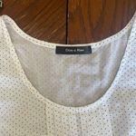 Doe & Rae white with blue polka dots top with pleated detail Photo 2