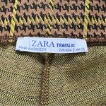 ZARA  Wide Leg Pants Women Small Yellow Brown Check Plaid Academia Fall Preppy Photo 7