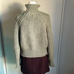H&M New H & M Women’s Light Khaki Green Chunky Cable Knit Mock Turtleneck Sweater Photo 3