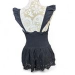 Japna Japan Smocked Black Eyelet Tank Top Cottage Core Classy Peplum Soft Girl Size  M Photo 3